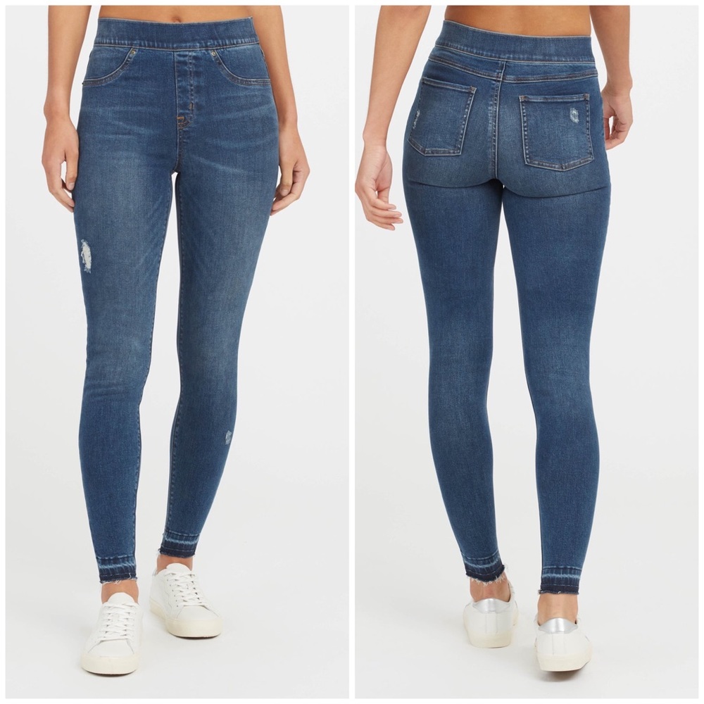 Spanx Distressed Ankle Skinny Jeans - Medium Wash Size S